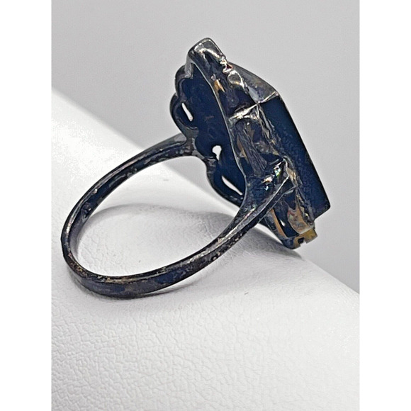 Antique Silver 925 Ring Mother of Pearl, Signed CFJ Sz: 8 - Picture 2 of 6